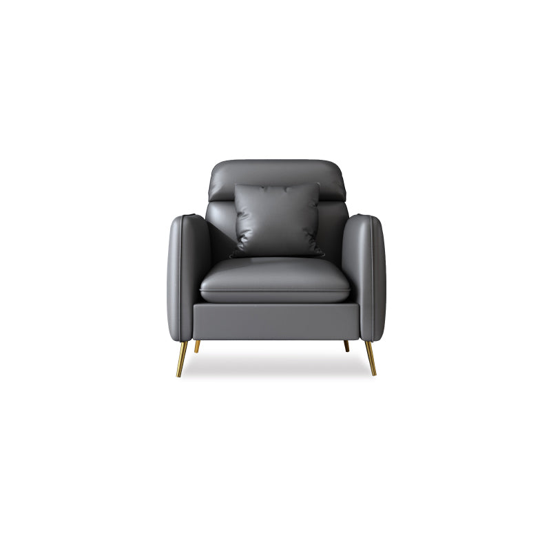Glam Gray Standard Square Arm Living Room Leather Stain Resistant Sofa