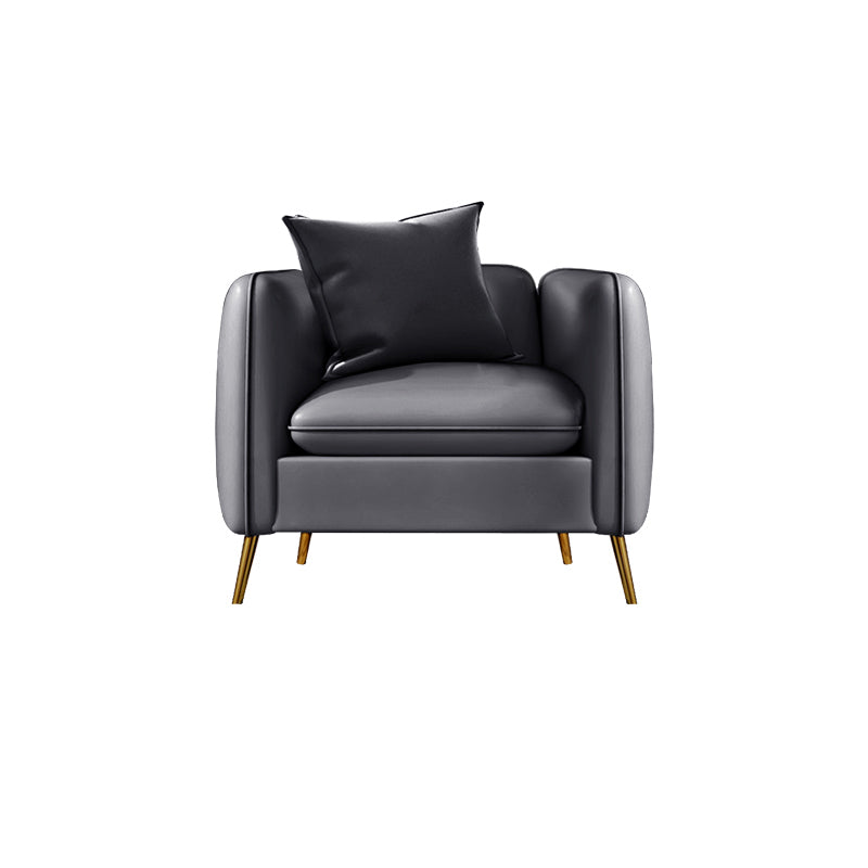 Glam Gray Standard Square Arm Living Room Leather Stain Resistant Sofa