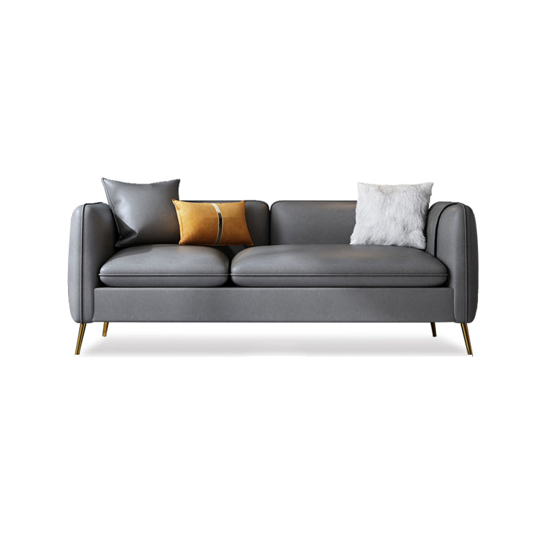 Glam Gray Standard Square Arm Living Room Leather Stain Resistant Sofa