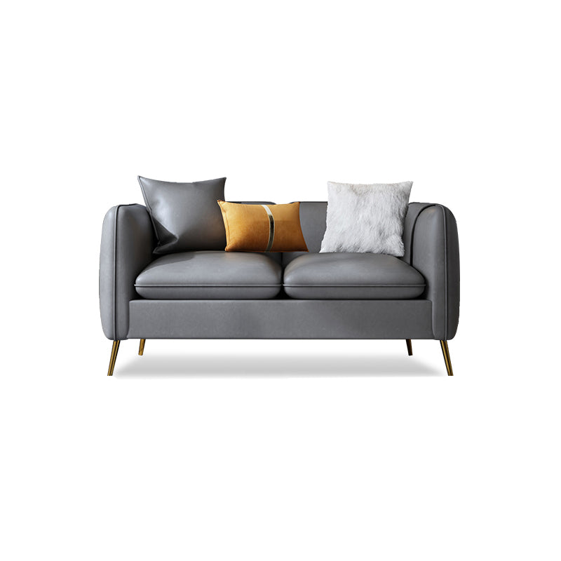 Glam Gray Standard Square Arm Living Room Leather Stain Resistant Sofa