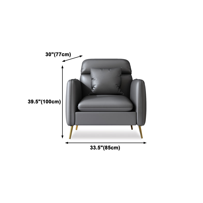 Glam Gray Standard Square Arm Living Room Leather Stain Resistant Sofa