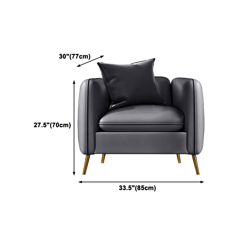 Glam Gray Standard Square Arm Living Room Leather Stain Resistant Sofa