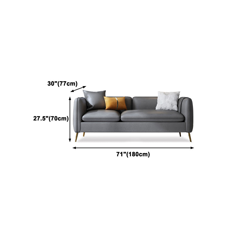 Glam Gray Standard Square Arm Living Room Leather Stain Resistant Sofa