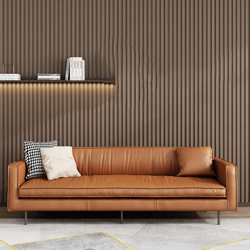 Living Room Standard Stationary Cushions Faux Leather Square Arm Sofa