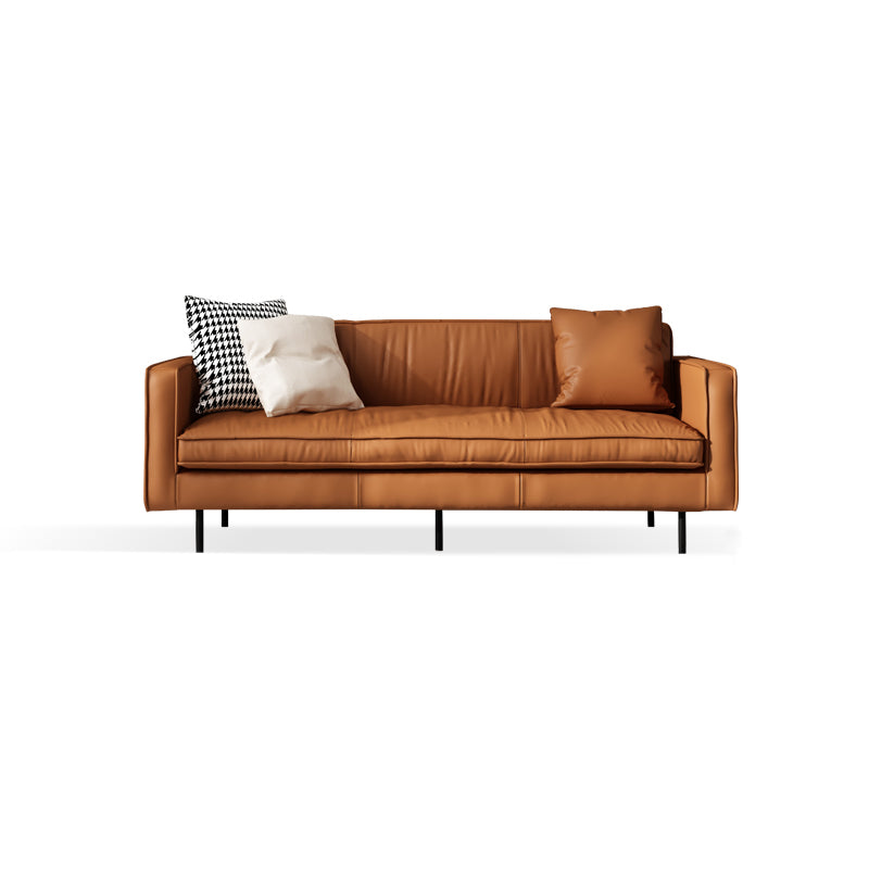 Living Room Standard Stationary Cushions Faux Leather Square Arm Sofa