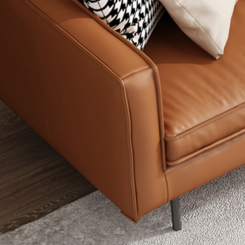 Living Room Standard Stationary Cushions Faux Leather Square Arm Sofa
