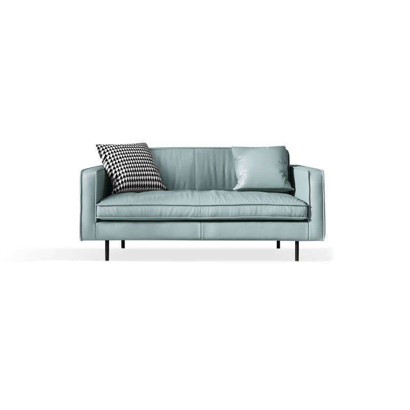 Living Room Standard Stationary Cushions Faux Leather Square Arm Sofa