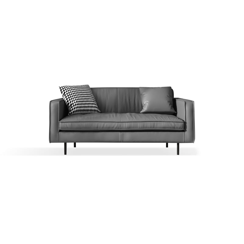 Living Room Standard Stationary Cushions Faux Leather Square Arm Sofa
