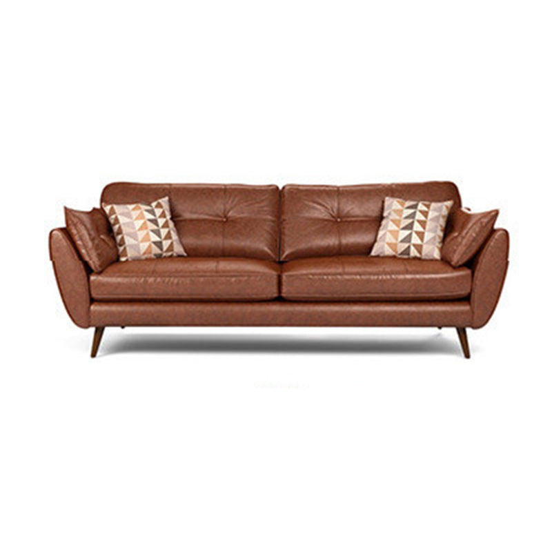 33.4" H 3-4 Seater Faux Leather Flared Arm Sofa for Living Room