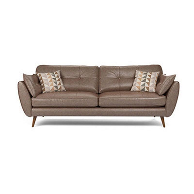 33.4" H 3-4 Seater Faux Leather Flared Arm Sofa for Living Room