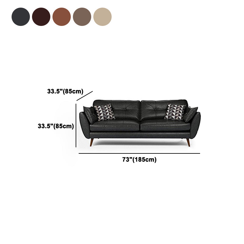 33.4" H 3-4 Seater Faux Leather Flared Arm Sofa for Living Room