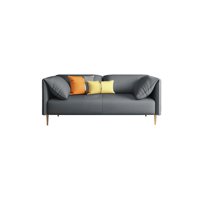 Faux Leather Modern Pillow Top Arm Sofa Standard Sofa for Living Room, Apartment