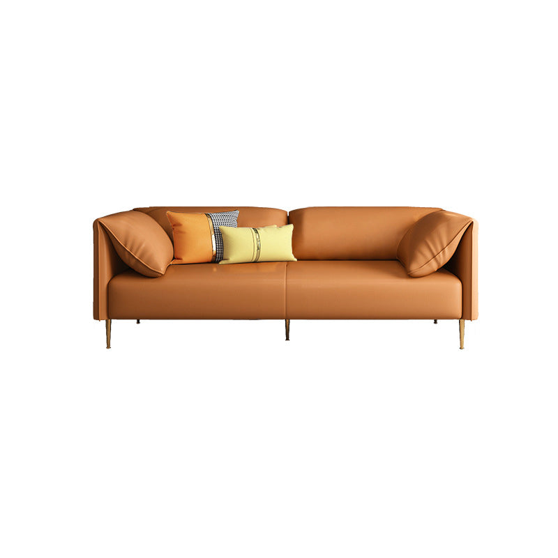 Faux Leather Modern Pillow Top Arm Sofa Standard Sofa for Living Room, Apartment