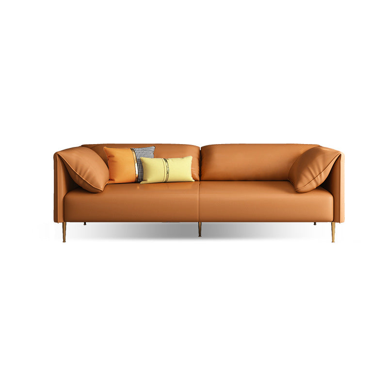 Faux Leather Modern Pillow Top Arm Sofa Standard Sofa for Living Room, Apartment