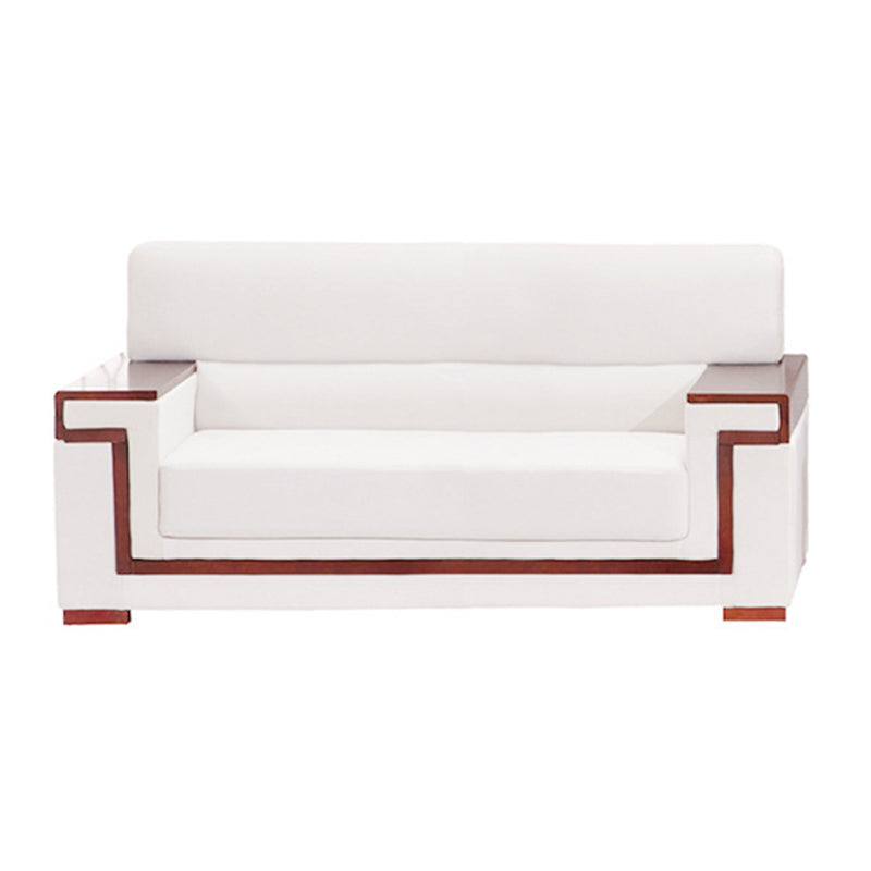 White Contemporary Sectional Square Arm Standard Sofa for Living Room, Apartment