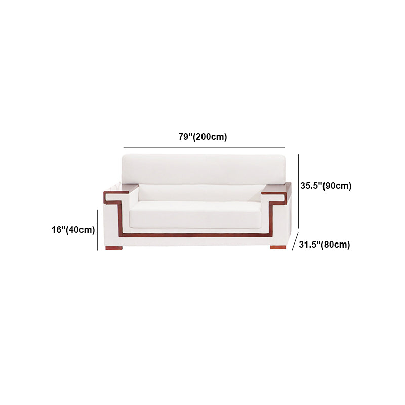 White Contemporary Sectional Square Arm Standard Sofa for Living Room, Apartment