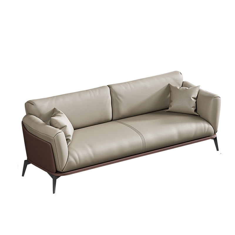 Contemporary Glam Faux Leather Sofa with Wear-resisting, Square Arm for Living Room