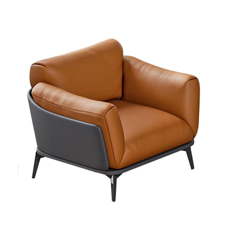Contemporary Glam Faux Leather Sofa with Wear-resisting, Square Arm for Living Room