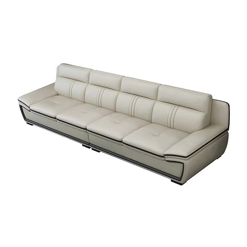 Tufted Pillow Top Arm Sectional Modernism Beige Genuine Leather Sofa&chaise