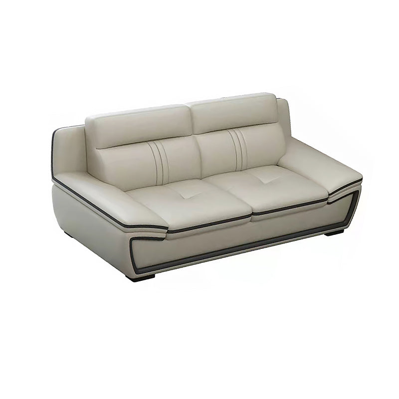 Tufted Pillow Top Arm Sectional Modernism Beige Genuine Leather Sofa&chaise