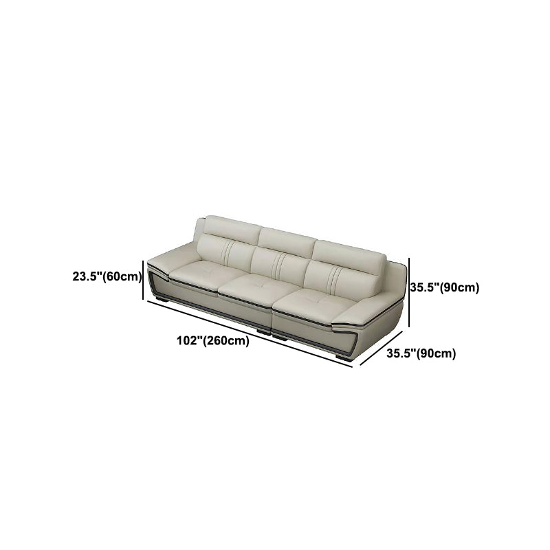 Tufted Pillow Top Arm Sectional Modernism Beige Genuine Leather Sofa&chaise