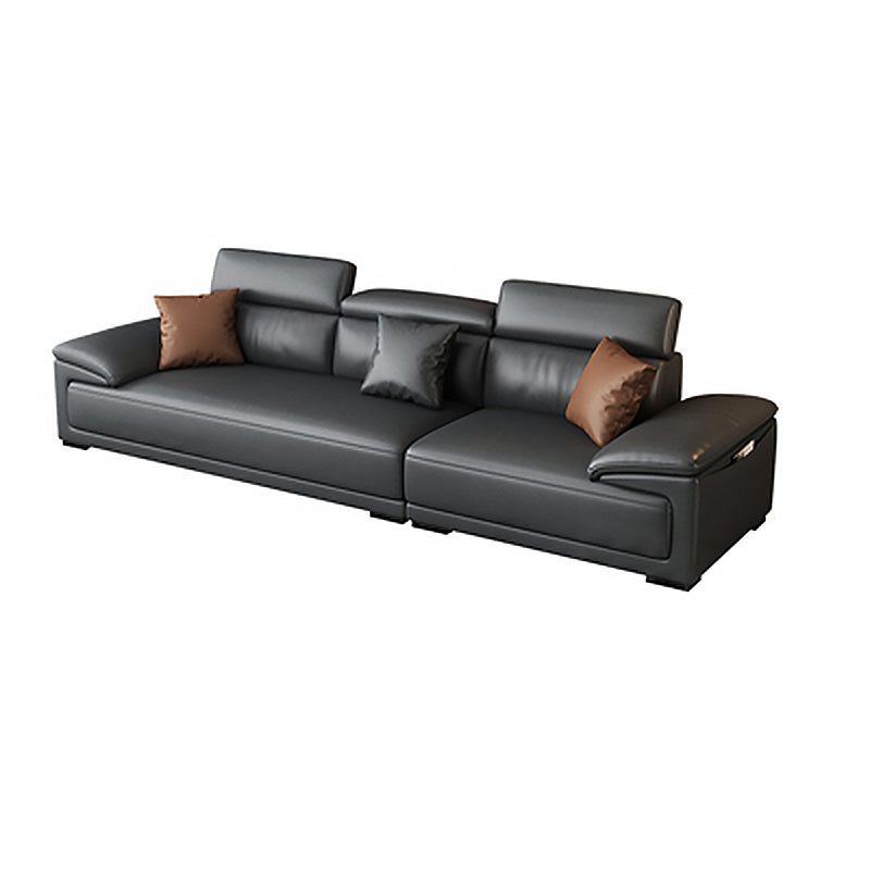 Modern Adjustable Sectional in Black Pillow Top Arm Sectional