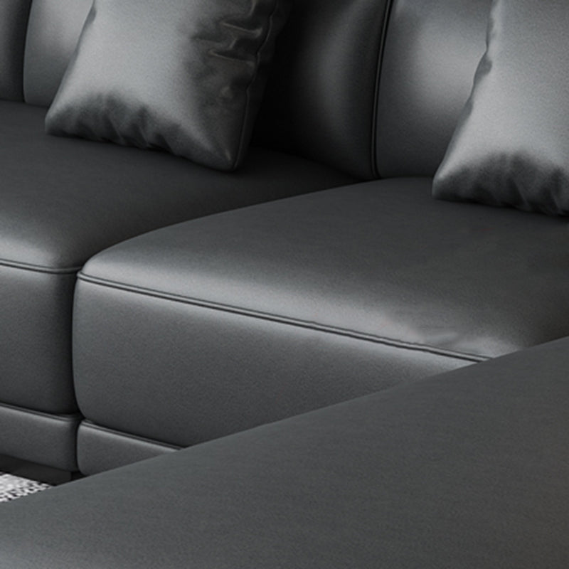 Modern Adjustable Sectional in Black Pillow Top Arm Sectional