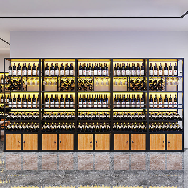 Industrial Freestanding Wine Rack Kit Metal Bottle Holder with Shelf