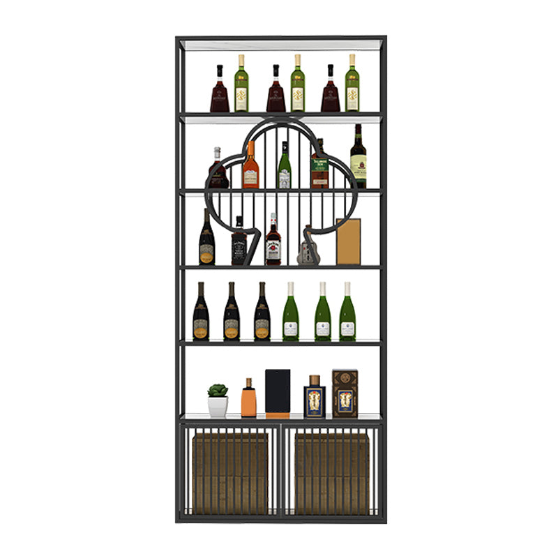 Luxury Freestanding Wine Bottle Rack Metal with Storage Shelves Bottle Holder