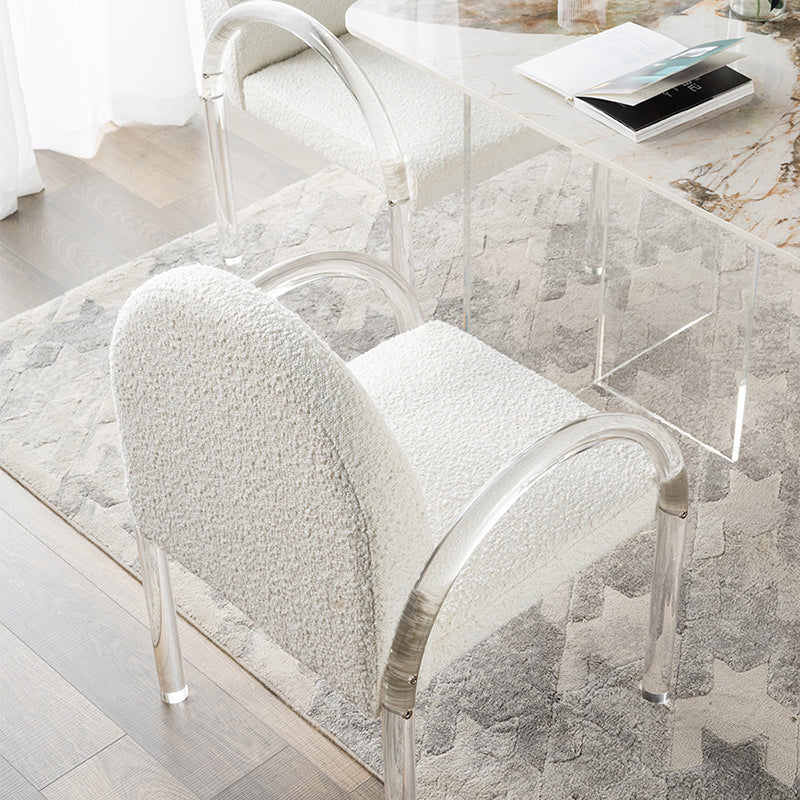 Tight Back Round Arms and Armless Basic Four Leg Accent Chair Set