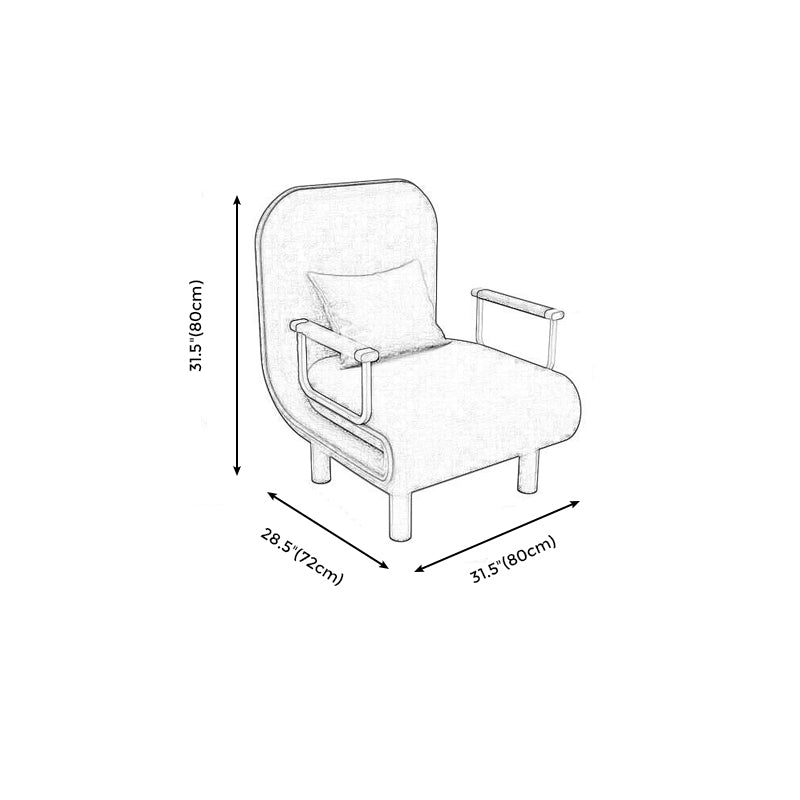Convertible Accent chair Square Arms Velvet Convertible Chair with Basic Four Leg