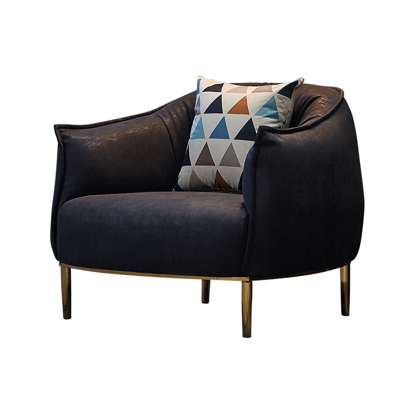 32.28"L x 31.89"W x 29.92"H Faux Leather Barrel Chair,Modern Sloped Arms Chair