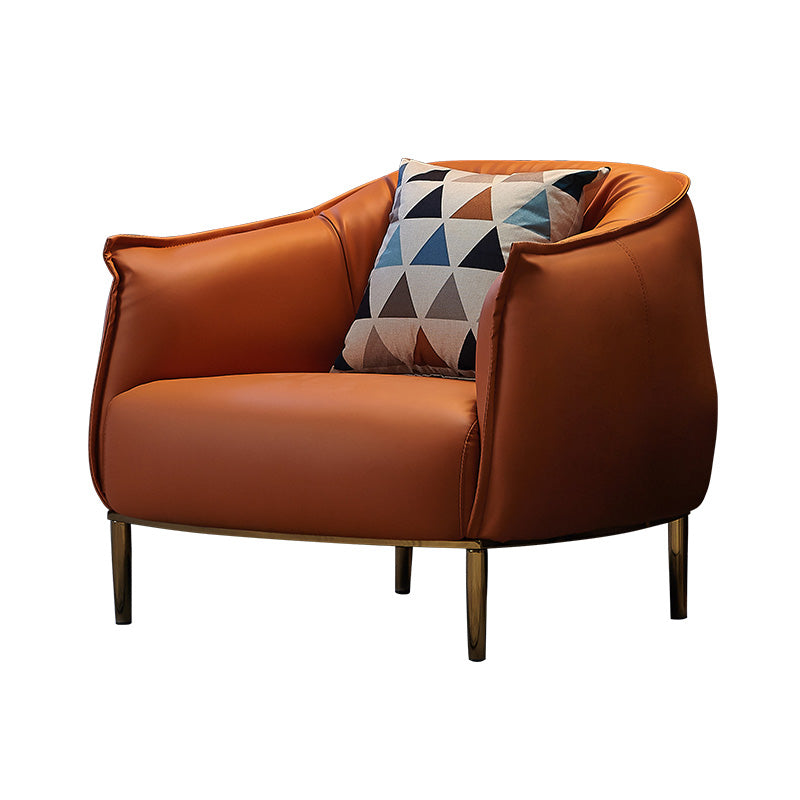 32.28"L x 31.89"W x 29.92"H Faux Leather Barrel Chair,Modern Sloped Arms Chair