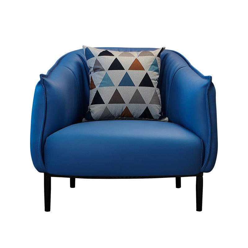 32.28"L x 31.89"W x 29.92"H Faux Leather Barrel Chair,Modern Sloped Arms Chair