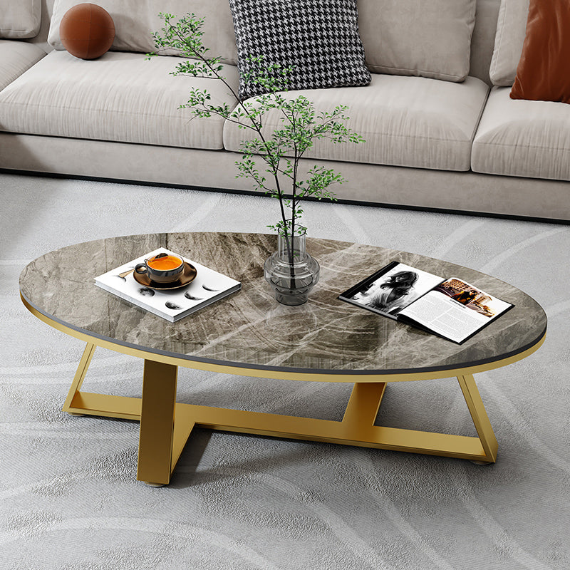 Oval Coffee Table Cocktail Table Slate Coffee Table for Living Room