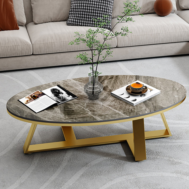 Oval Coffee Table Cocktail Table Slate Coffee Table for Living Room