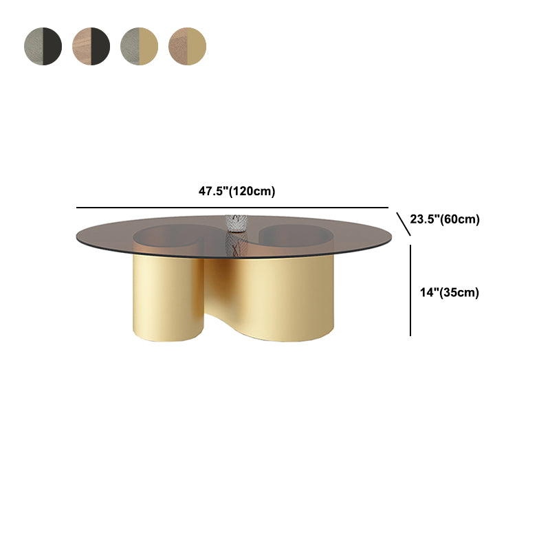Contemporary Oval Top Coffee Table with Abstract Base Cocktail Table