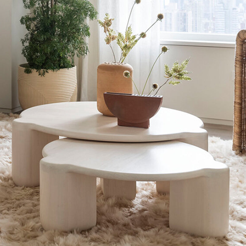 Modern Style Round Solid Wood Table with 3 Legs Base Design Coffee Table