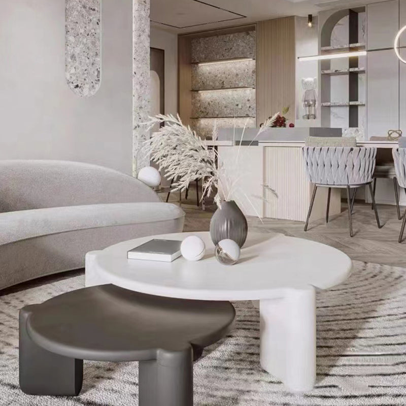 Modern Style Round Solid Wood Table with 3 Legs Base Design Coffee Table