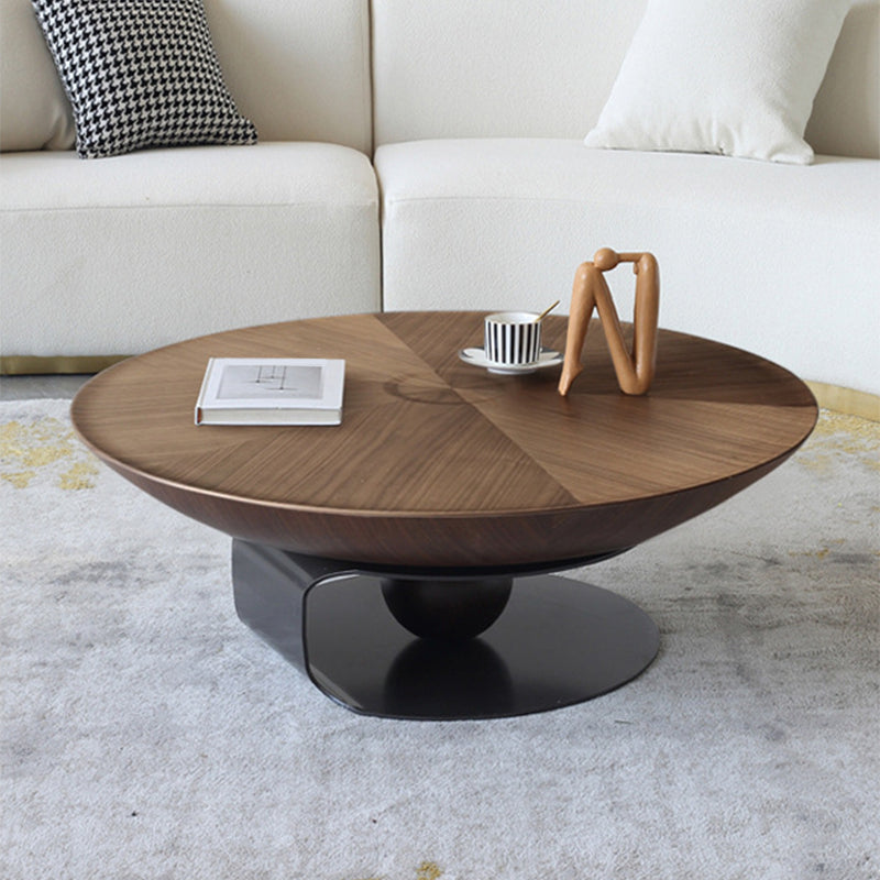 Round Square Block Base Wood/glass Modern Style Coffee Table