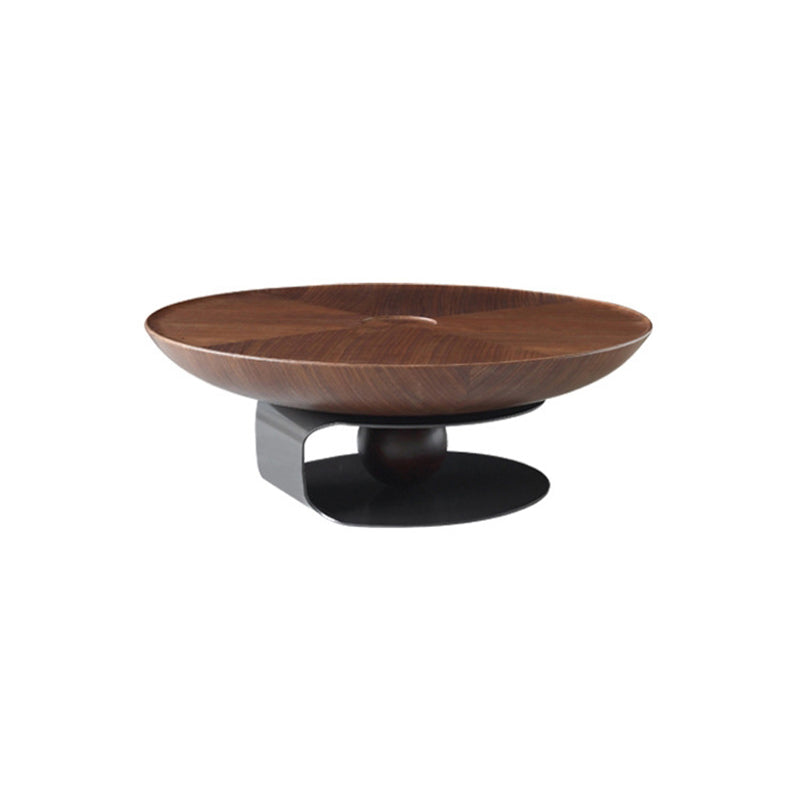 Round Square Block Base Wood/glass Modern Style Coffee Table