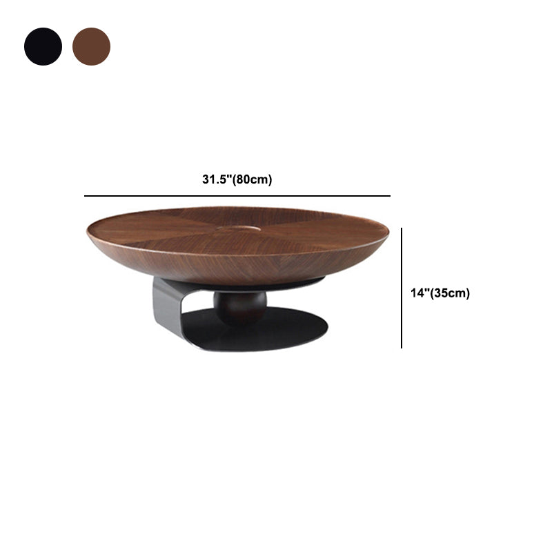 Round Square Block Base Wood/glass Modern Style Coffee Table