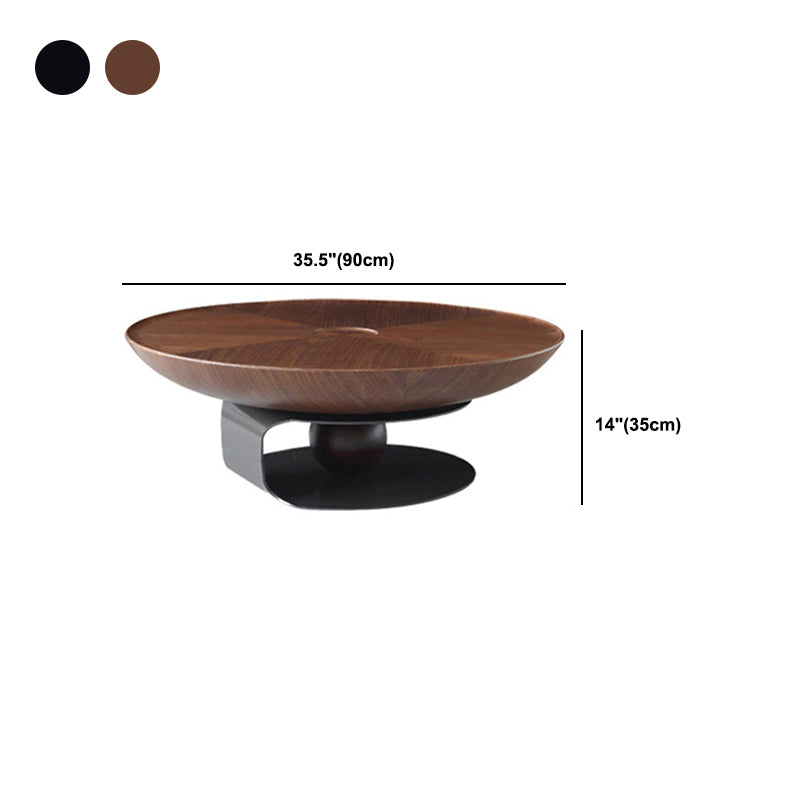 Round Square Block Base Wood/glass Modern Style Coffee Table