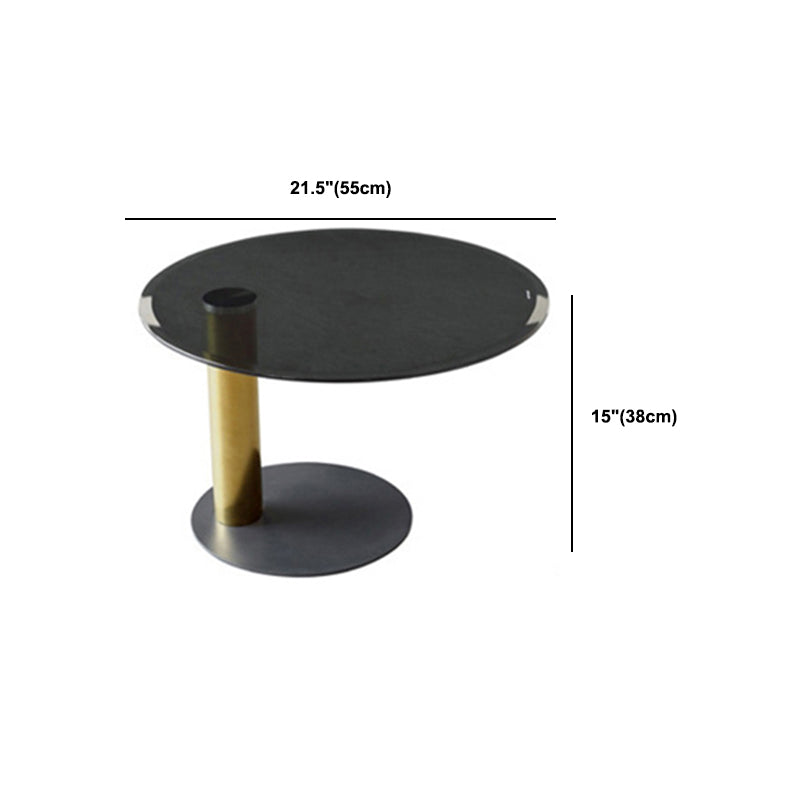 Round Square Block Base Wood/glass Modern Style Coffee Table