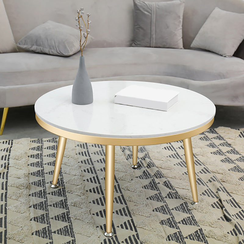 Glam Round Faux Marble Coffee Table 4 Legs 1 Coffee Table for Living Room