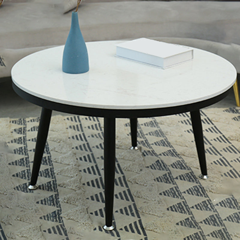 Glam Round Faux Marble Coffee Table 4 Legs 1 Coffee Table for Living Room