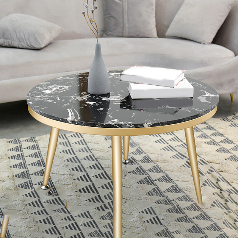 Glam Round Faux Marble Coffee Table 4 Legs 1 Coffee Table for Living Room