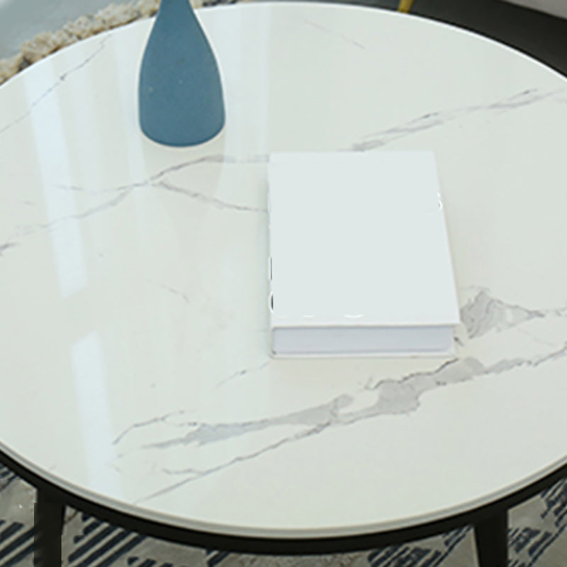 Glam Round Faux Marble Coffee Table 4 Legs 1 Coffee Table for Living Room