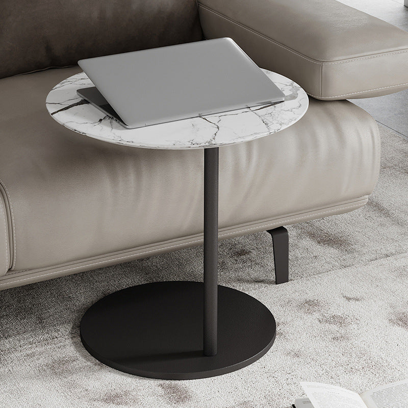 Modern Round Stone Pedestal Sofa Side Accent Table - Dia 19.69"