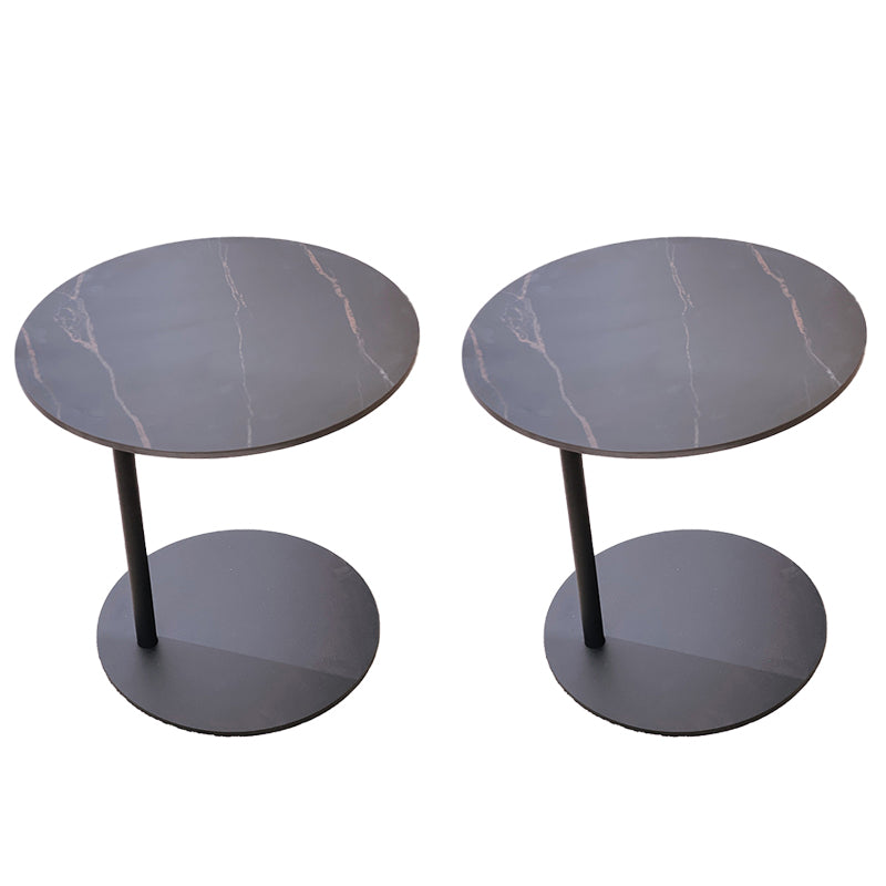 Modern Round Stone Pedestal Sofa Side Accent Table - Dia 19.69"